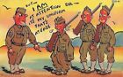 Postcard WWII US Army Humor Dissheveled Soldier Linen 1943 Postmark Gettysburg