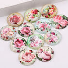 Mix Rose Flower Photo Flatback Round Glass Cabochons 12/14/16/18/20/25/30mm Diy