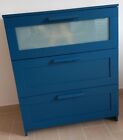 cassettiera Ikea Brimnes Blu con vetro smerigliato