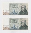 5000 LIRE COLOMBO DEL 1973 COPPIA CONSECUTIVA BANKNOTES ITALY