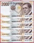 ITALIA ITALY  2.000 2000 Lire MARCONI 5 banconote - P 115 - Lettera  B - FDS/UNC