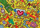 Serigrafia Pop Art home design cuore quadro ita Haring Love Bruno Donzelli 50x70