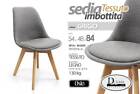 SEDIA SALOTTO SALA PRANZO ATTESA IMBOTTITA MODERNA DESIGN TESSUT GRIGIO 54*48*84