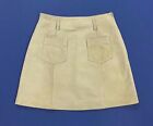 Max co max mara minigonna vera pelle beige W26 tg 40 usato mini high waist T1184