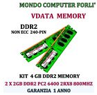 4 GB DDR2 (2 X 2GB) KIT MEMORIA/RAM PC2 6400 2RX8 800MHZ ALTA DENSITÀ < VDATA >