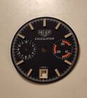 NOS Heuer Calculator Chronograph Blue Dial Buren Cal. 12 110.663 Cadran