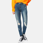 Jeans Pantaloni Vita Alta Strappati Donna Skinny Jeggings SWEET SKTBS Blu Tg  42