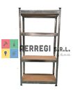 SCAFFALE SCAFFALATURA 4 RIPIANI IN METALLO E PANNELLI IN LEGNO 138X30X70 200Kg