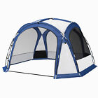 Outsunny Tenda da Campeggio 4-5 Posti con 4 Porte a Cerniera Bianca e Blu