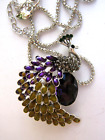 Betsey Johnson Peacock Brooch Necklace Pendant