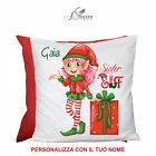 Cuscino Quadrato di Natale Sister Elf con nome personalizzato idea regalo natale