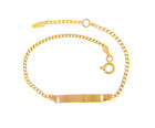 BRACCIALE ORO GIALLO 18K BAMBINO, MAGLIA CUBANA E PIASTRA PER INCISIONE, 16 CM