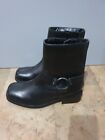 M&S Buckle Detail Black Leather BIKER Ankle Boots with Insolia with UK 6 BNWOT