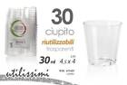 30 BICCHIERI BICCHIERINO FESTE PARTY CHUPITO LIQUORE COGNAC RUM RIUTILIZZA 30 ML