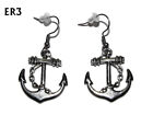 steampunk earrings silver pirate anchor hypoallergenic stainless steel #ER3