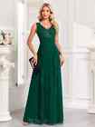 Vestito Abito Elegante Lungo Strass Verde Sera Evento Cerimonia 11219