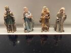 4 Statuine Presepe Vintage In Gesso h 5cm