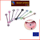 8 Pezzi Lotto Piercing Lingua Tongue Acciaio Chirurgico Bar Colori Misti