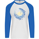 Ocean Whale & Octopus Mens L/S Baseball T-Shirt