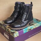 Moshulu Black Leather Bardsey Biker Boots size 37 UK 4