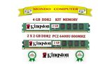 4 GB (2 X 2GB) DDR2 MEMORIA /RAM KINGSTON PC2 6400U 800MHz NON ECC BASSO PROFILO