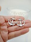 Anchor Earrings Nautical Vintage Silver-tone Summer Sailor Jerry Seaside Beach