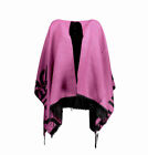 DESIGUAL Poncho Logo Rosa Con Frangia Donna