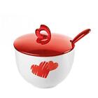 (TG. 12.6 x 12.6 x h9.8 cm) Guzzini Zuccheriera con Cucchiaino Love, Rosso Chiar