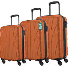 Set 3 Valigie Rigide Lugano Ruote Easy Roll Trolley Bagaglio Viaggio Arancione