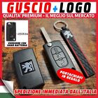 GUSCIO 3Tasti+Lama Piatta Vano batteria Peugeot 207 307 308 407 + portachiavi