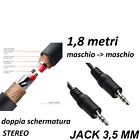 Cavo Jack 1,8m Audio 3,5mm Aux MASCHIO maschio stereo prolunga per casse pc tv★