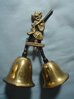 VINTAGE DOUBLE BRASS BELL WITH CORNISH PIXIE HANDLE APPROX. 5.5" TALL