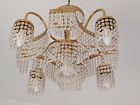 LAMPADARIO IN OTTONE CROMATO CON GOCCE IN CRISTALLO SWAROVSKI  Liberty Vintage