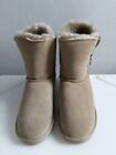 QVC BOnova  Sheepskin Side Zip Fastening Boots Mid Height  Khaki  UK 7 EU 40