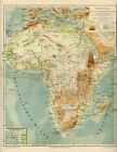 1898 = AFRICA FISICA = Antica MAPPA Topografica = OLD MAP