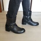 Stivaletti biker neri pelle n. 40 borchie fibbie combat stivali donna bassi