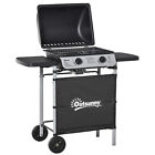 Outsunny Propane Gas Barbecue Grill 2 Burner Cooking BBQ 5.6 kW w/ Side Shelves