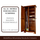 Armadio portascope e scarpiera in legno - arte povera H 170 L 80 P 40 cm