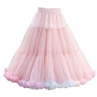 Women Elastic Waist Tulle Petticoat Rainbow Pettiskirt