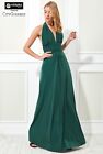 Vestito Donna Abito Lungo Cerimonia Tinta Unita Verde Party Maxi Dress CG-DR3051