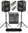 IMPIANTO AUDIO AMPLIFICATO 1400w: 2 casse + mixer attivo + stativi + 2 cavi