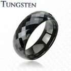 Anello Uomo IN Tungsteno Nero Multi Sfaccettature