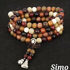 COLLANA DONNA UOMO LUNGA ROSARIO BUDDISTA MALA TIBETANO PIETRE 108 GRANI BUDDHA