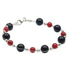 Bracciale IN Onice & Corallo, Nero-Rosso Bracciale Braccialetti per Donna