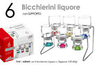 SET 6 BICCHIERI BICCHIERINO CHUPITO LIQUORE COGNAC RUM TUBE + STAND SUPPORTO