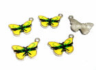 4pz ciondoli charms farfalla metallo smaltato 20x13mm colore giallo bijoux