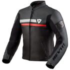 GIACCA JACKET MOTO REV IT REVIT MILE PELLE LEATHER NERO ROSSO TG 54