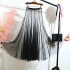 Pleated Mesh Skirt Sheer Women Underskirt Petticoat Tulle Lace See Through