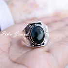 Anello in argento sterling 925 con grande pietra preziosa onice nera da uomo ...