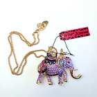 Betsey Johnson Elephant Necklace/Brooch Duo Sparkling Crystals New